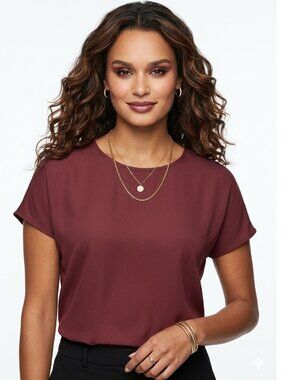 Mauve Dolman Sleeve Women's Stretch Crepe Crew